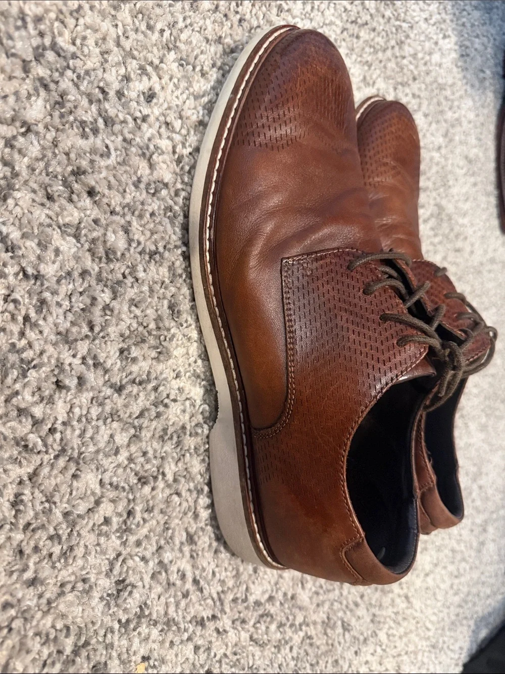 Johnston & Murphy Brown Textured Leather Derby Shoes